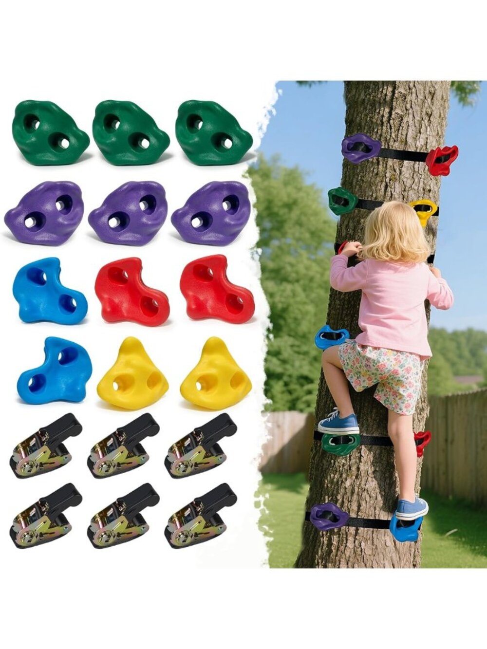 12 PCS Tree Climbing Holds for Kids & Adults - Rock Wall Grips for
